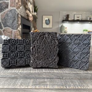 Antique Hand Carved Wooden Printing Blocks